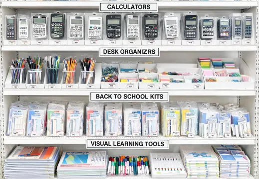 Retail education supplies display
